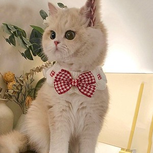 Dog Clothes Check Pattern Necklace Lace Ribbon Cat Pet items Dog