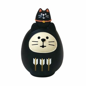 【マスコット】FUKUMONO concombre マスコット 開運カラー猫だるま 黒