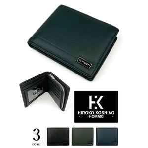 全3色 HIROKO KOSHINO（ヒロコ コシノ）ソフトリアルレザー パスケース付き 二つ折り財布 (hhju003)
