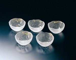 江戸硝子　金彩淡雪小鉢セット【日本製 ソーダガラス 5個セット】