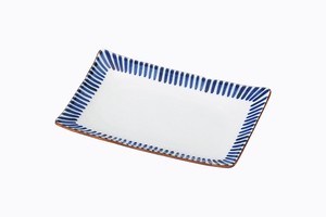 手描き藍トクサ　7寸焼物皿【日本製 陶器 毎日の生活に】