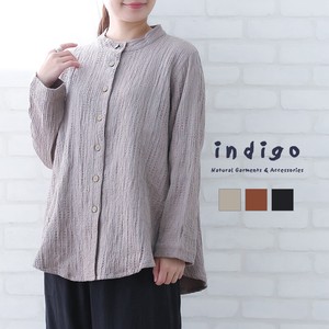 Button Shirt/Blouse Cotton odd-weave Cotton Indigo Autumn/Winter 2023