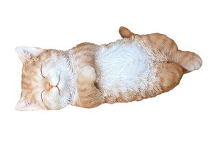 ゴロ猫（茶）13887【猫】オブジェ ガーデニング 置物 ネコ