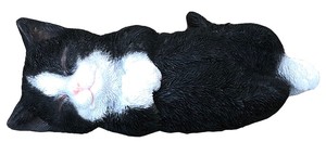ゴロ猫(黒）13888【猫】オブジェ ガーデニング 置物 ネコ