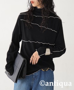 Antiqua T-shirt Color Palette Plain Color Long Sleeves Tops Ladies' Autumn/Winter