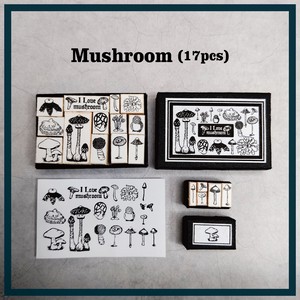 DIY KIT Miniature Stamp set  [Mushroom] 小さなスタンプセット「きのこ」 手作りキット はんこ