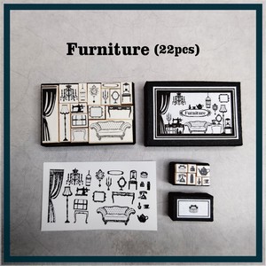 DIY KIT Miniature Stamp set  [Furniture] 小さなスタンプセット「家具」 手作りキット はんこ