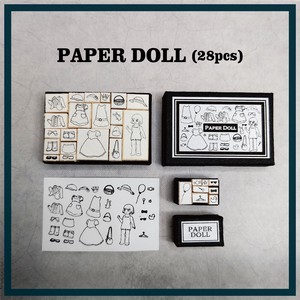 DIY KIT Miniature Stamp set  [PAPER DOLL] 小さなスタンプセット「着せ替え」 手作りキット はんこ
