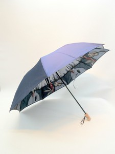 通年新作）雨傘・折畳傘-婦人　甲州産ホグシ織小幅両面・酒場の女性柄金骨日本製傘・2段折畳雨傘