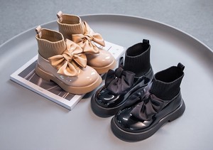 韓国風 リボンソックスブーツ ベビーシューズ 靴 トレーニング ベビー 新生児 キッズ 子供 トドラー