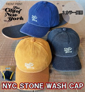 【NYC】ライセンス STONE WASH キャップ フリーサイズ