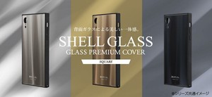 iPhoneXR 背面ガラスシェルケースSHELL GLASS SQUARE ゴールド LP-IPMGSQGD