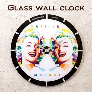 【掛時計】ガラスウォールクロック［ダブルモンロー］（Φ38）