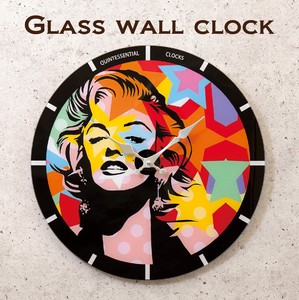 【掛時計】ガラスウォールクロック［ショッキングモンロー］（Φ38）
