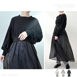 Casual Dress Lining & Organdy Docking One-piece Dress 【2024NEW】