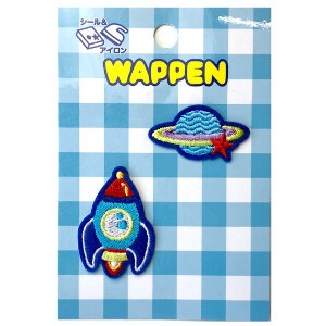 ワッペン　宇宙　110yenシリーズ　アイロンワッペン　シールワッペン　入園入学準備　安いワッペン