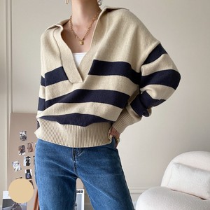 Sweater/Knitwear Pullover Spring/Summer V-Neck Border