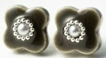 Mino ware Pierced Earringss Pearl Pottery Made in Japan