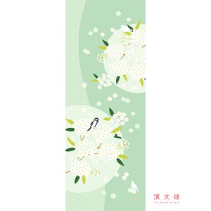 【濱文様】　絵てぬぐい　コデマリの花咲く頃に　(日本製)　　【2024春新作】