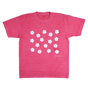 【濱文様】　ピグメント染めTシャツM　可愛い桜紋　ビビットピンク　【2024春新作】