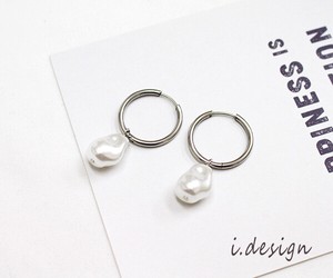 Pierced Earrings Titanium Post Pearl Stainless Steel 2-way