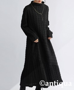 Antiqua Casual Dress Long Sleeves Long High-Neck One-piece Dress Ladies' Autumn/Winter
