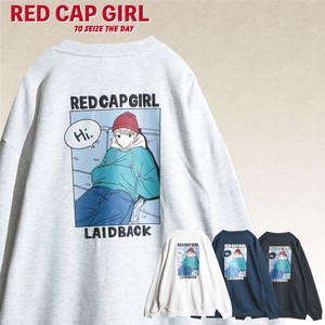 Sweatshirt Crew Neck puff printing RED CAP GIRL
