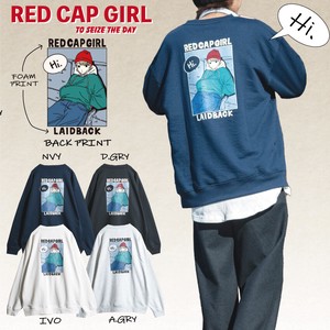 Sweatshirt Crew Neck puff printing RED CAP GIRL