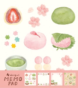 Furukawa Shiko Memo Pad Japanese Sweets 4-Design Memo Pad Sakura