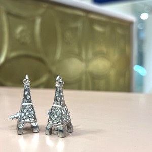 Pierced Earringss sliver Eiffel Tower