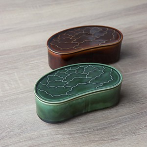 小箱繭型蓋物 小 オリベ アメ  重箱 陶箱  福泉窯 [日本製/有田焼/和食器]