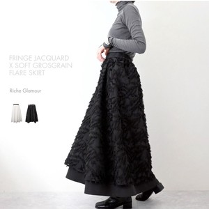 Skirt Jacquard Fringe Soft Grosgrain Flare Skirt