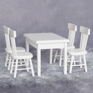 ミニ1：12 人形屋部品 1テーブル+4椅子 5点セット  YMB1155