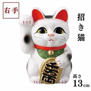 ギフト白小判猫4号右手 日本製 常滑焼