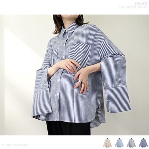 Button Shirt/Blouse Slit Stripe