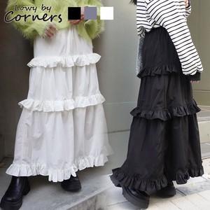 Skirt Nylon Plain Color Bottoms Casual Tiered
