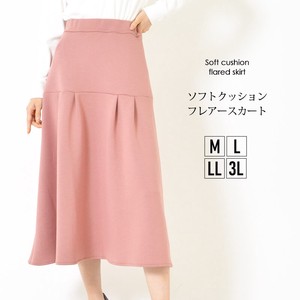 Skirt Plain Color Waist L Flare Skirt Tiered