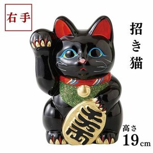 ギフト 黒小判猫6号右手 日本製 常滑焼