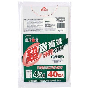 エコ材質ゴミ袋 ジャパックス KT102 環境袋策 超省資源 45L 白半透明 40枚