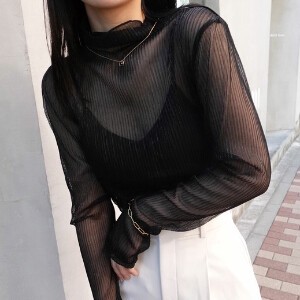 T-shirt Summer Turtleneck Top Lame-pleated Spring New Color