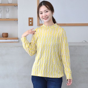 T-shirt Jacquard Long Sleeves High-Neck Cut-and-sew Made in Japan