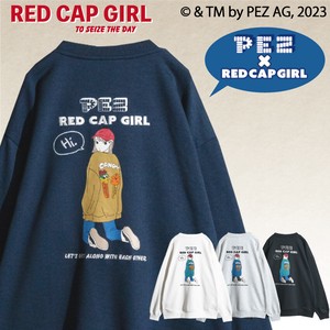 Sweatshirt Crew Neck Brushed Printed RED CAP GIRL