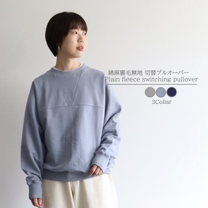 Sweatshirt Pullover Brushed Cotton Linen Switching