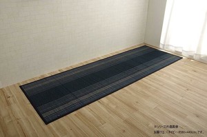 廊下 カーペット 日本製 い草 抗菌防臭 裏貼りあり 約80×440cm ネイビー 1080020196306