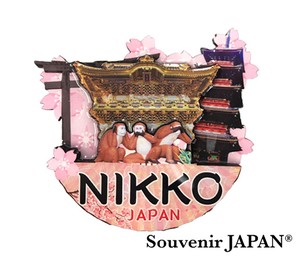 【木製マグネット】NIKKOスタイル(桜)  エポキシ樹脂コーティング【お土産・インバウンド向け商品】