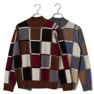 Sweater/Knitwear High-Neck Intarsia Cashmere