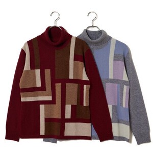 Sweater/Knitwear Intarsia Cashmere Turtle Neck