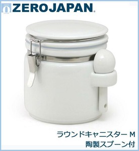ZEROJAPAN(ゼロジャパン)  ラウンドキャニスターM　陶製スプーン付　WH・ホワイト　RC-35M