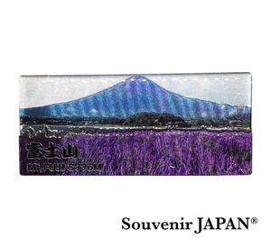 【木製ホイルマグネット】富士山とラベンダー  エポキシ樹脂コーティング【お土産・インバウンド向け商品】