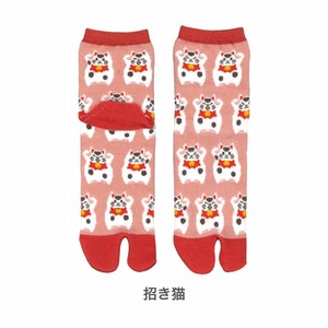 【日本製】和柄 足袋靴下 Tabi socks タビ ソックス【招き猫】